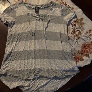 Rue21 Gray Striped Top